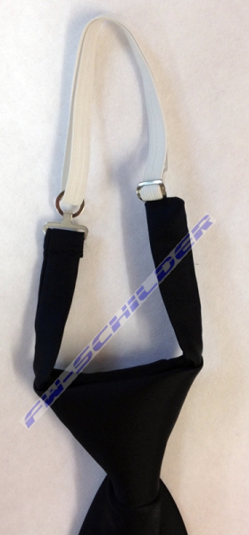 Krawatte schwarz, mit Emblem, mit Knoten und Gummiband, 100% Polyester